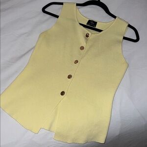 yellow milk & honey hammered gold button sweater vest size M
